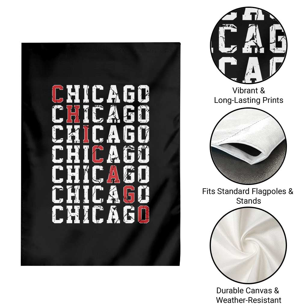 Vintage Chicago Garden Flag Retro Distressed Classic Chicago