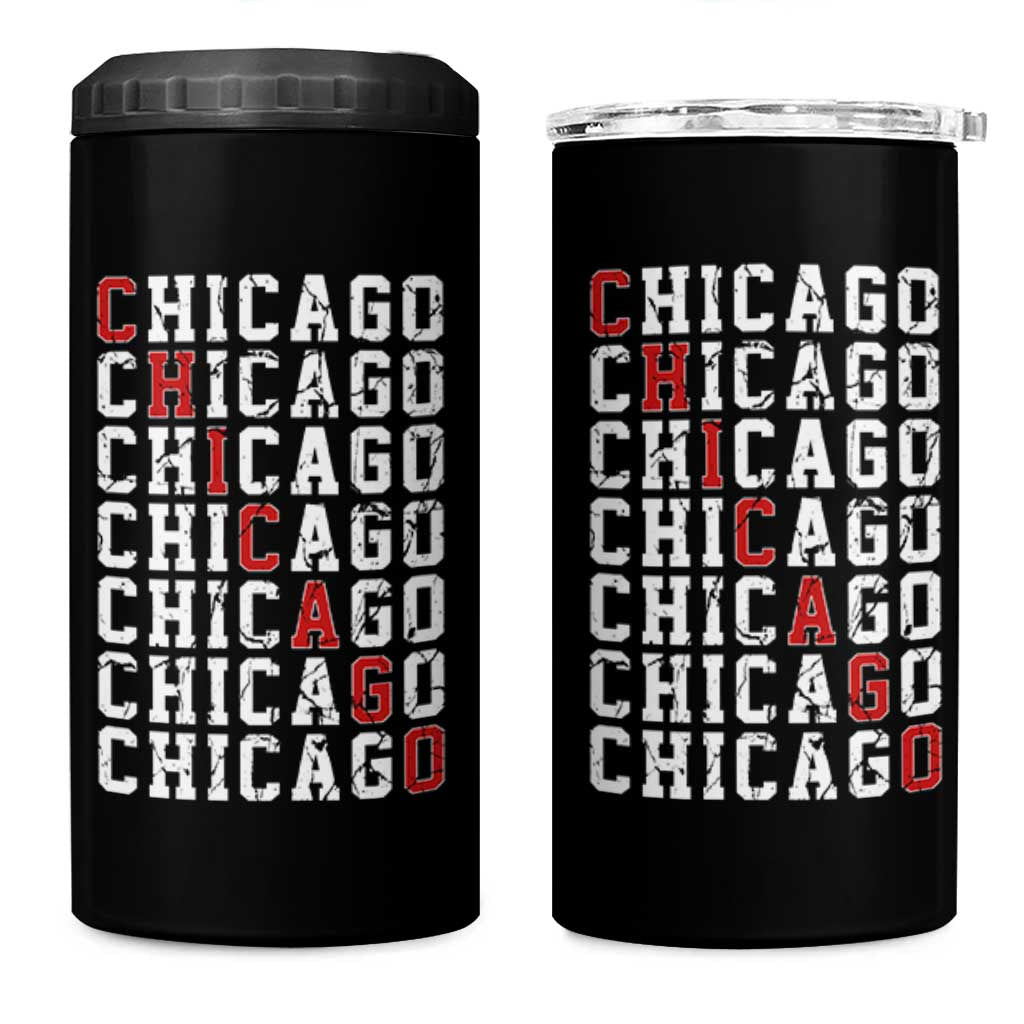 Vintage Chicago 4 in 1 Can Cooler Tumbler Retro Distressed Classic Chicago