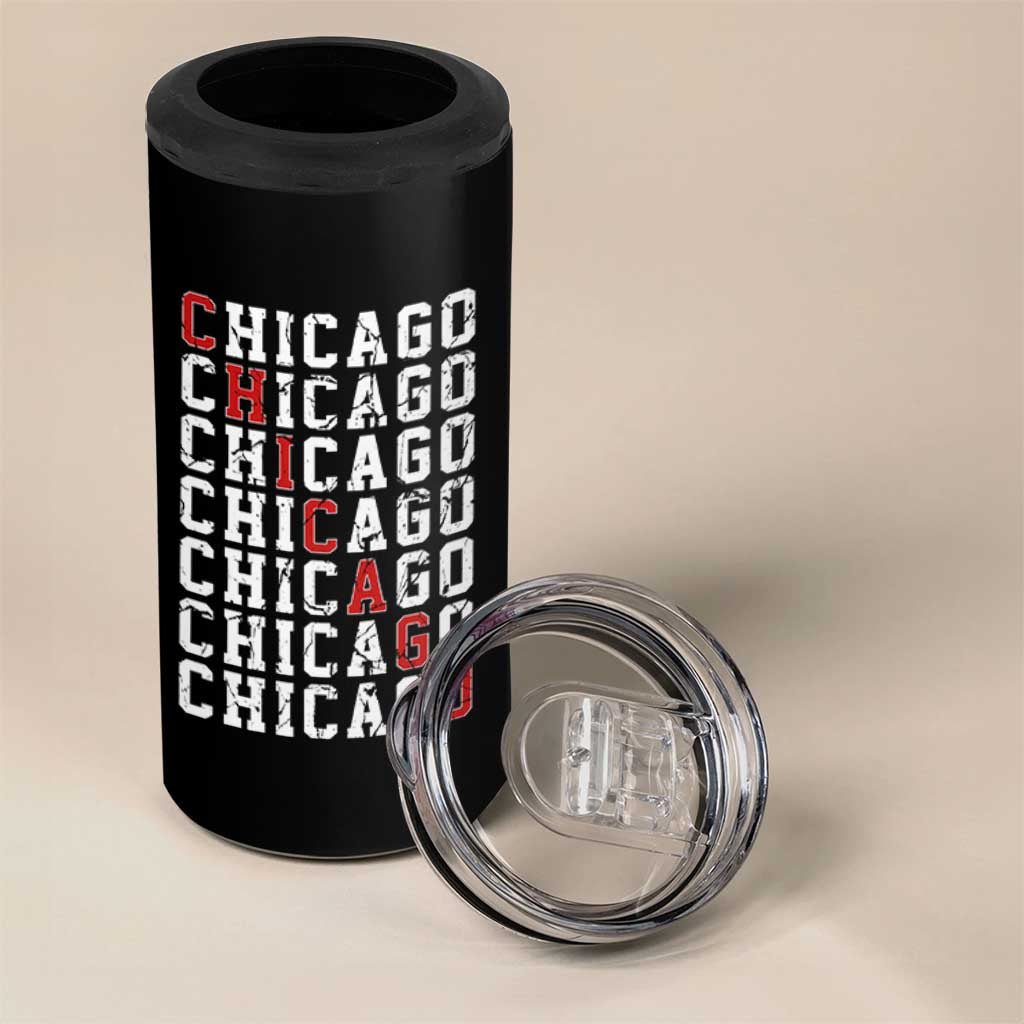 Vintage Chicago 4 in 1 Can Cooler Tumbler Retro Distressed Classic Chicago