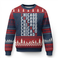 Vintage Chicago Ugly Christmas Sweater Retro Distressed Classic Chicago