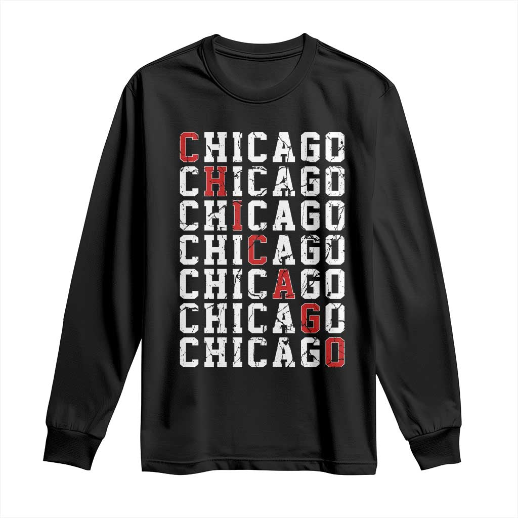 Vintage Chicago Long Sleeve Shirt Retro Distressed Classic Chicago