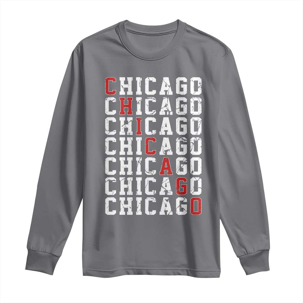 Vintage Chicago Long Sleeve Shirt Retro Distressed Classic Chicago