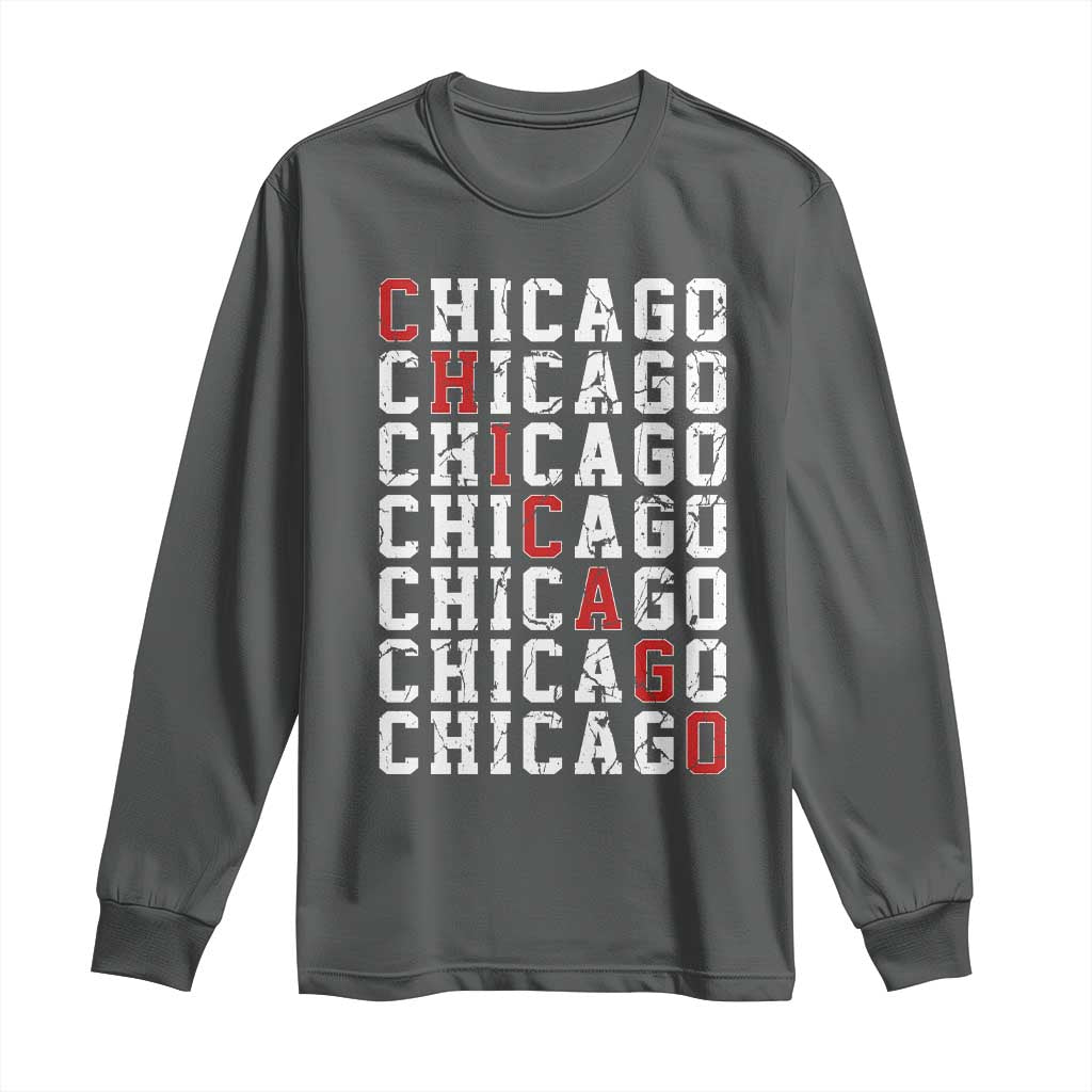 Vintage Chicago Long Sleeve Shirt Retro Distressed Classic Chicago