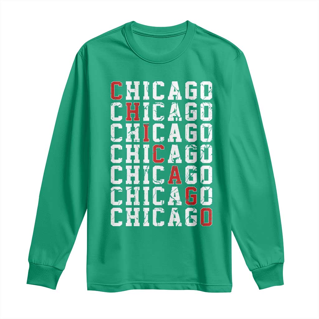 Vintage Chicago Long Sleeve Shirt Retro Distressed Classic Chicago