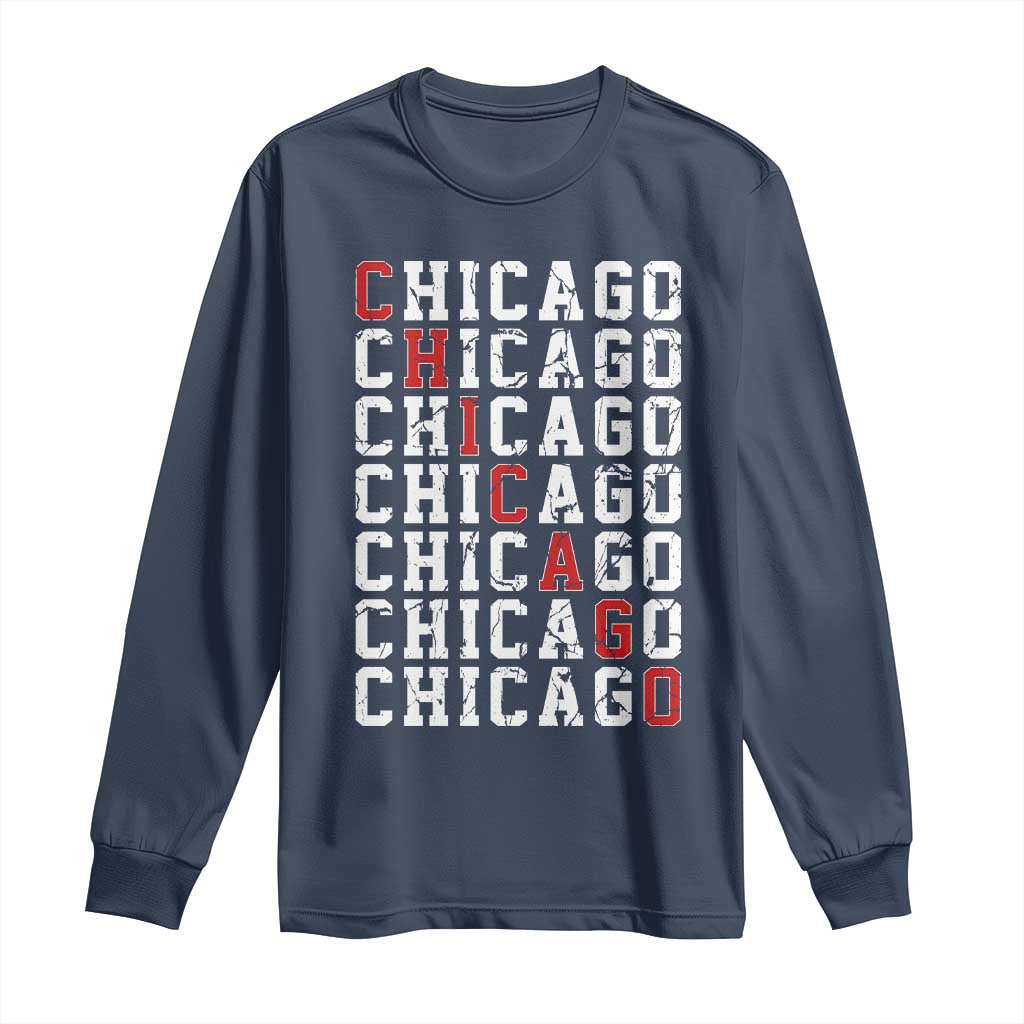 Vintage Chicago Long Sleeve Shirt Retro Distressed Classic Chicago