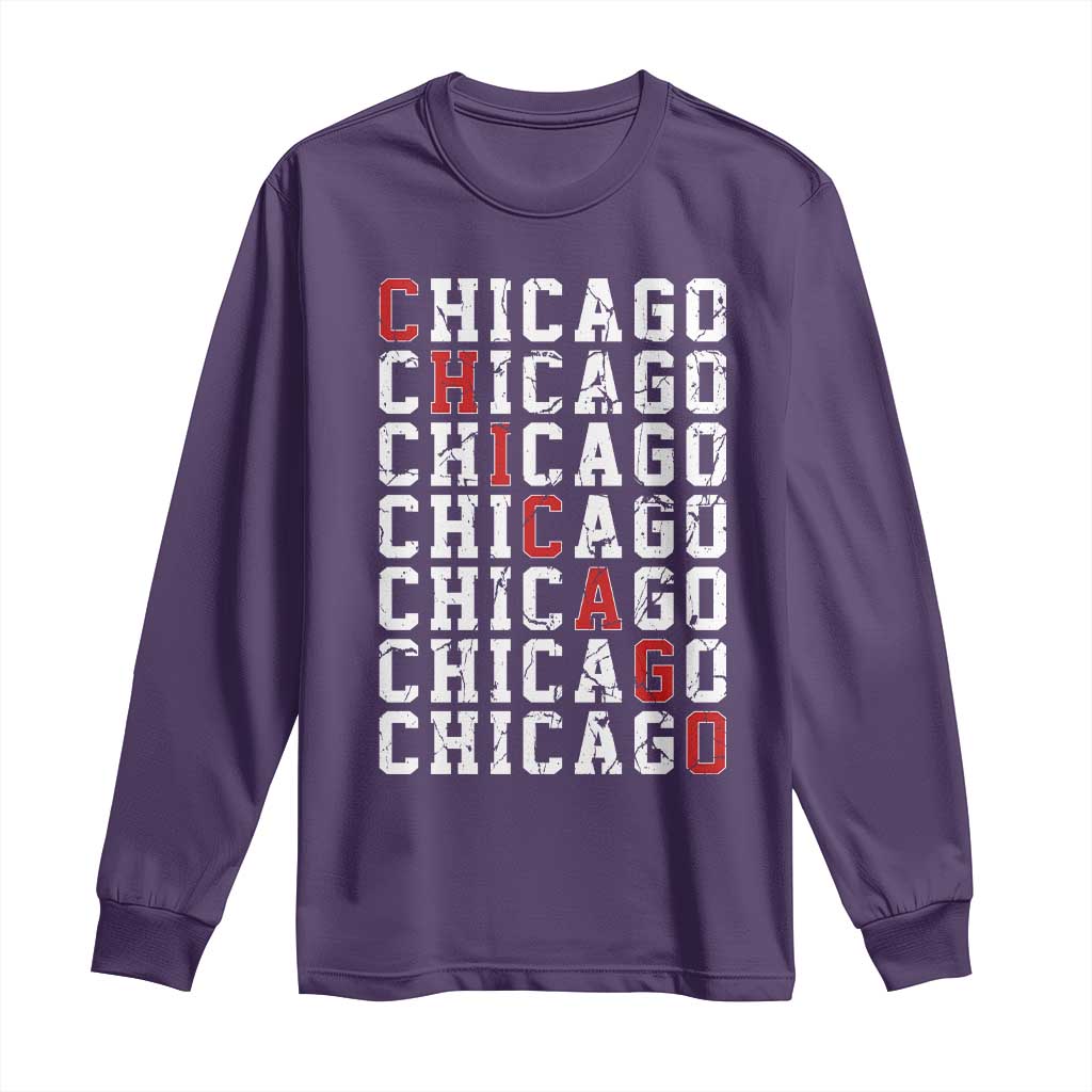 Vintage Chicago Long Sleeve Shirt Retro Distressed Classic Chicago