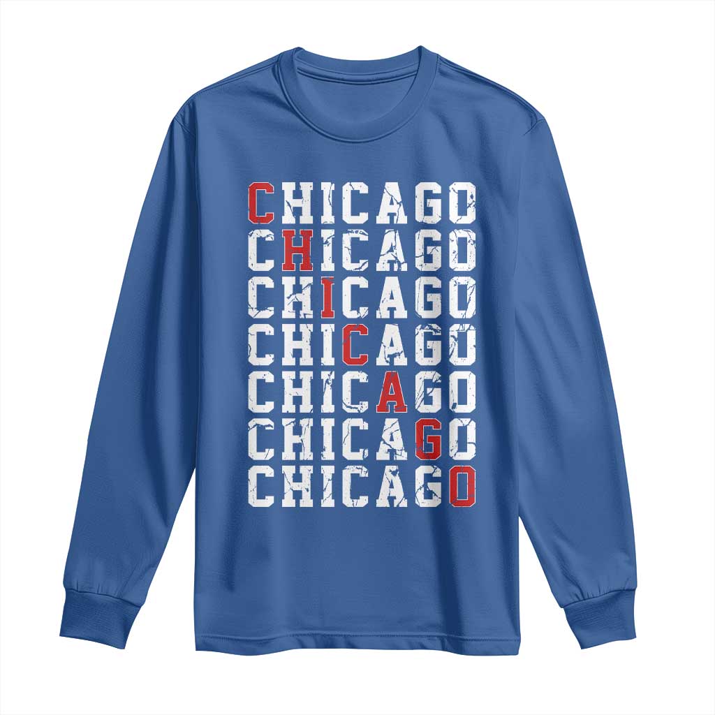 Vintage Chicago Long Sleeve Shirt Retro Distressed Classic Chicago