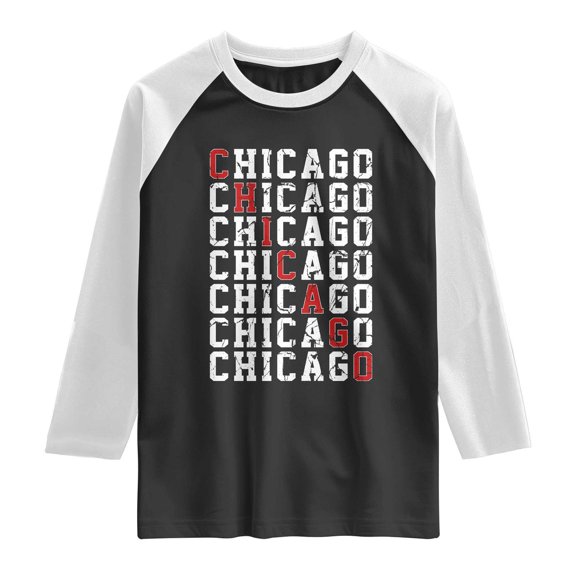 Vintage Chicago Raglan Shirt Retro Distressed Classic Chicago