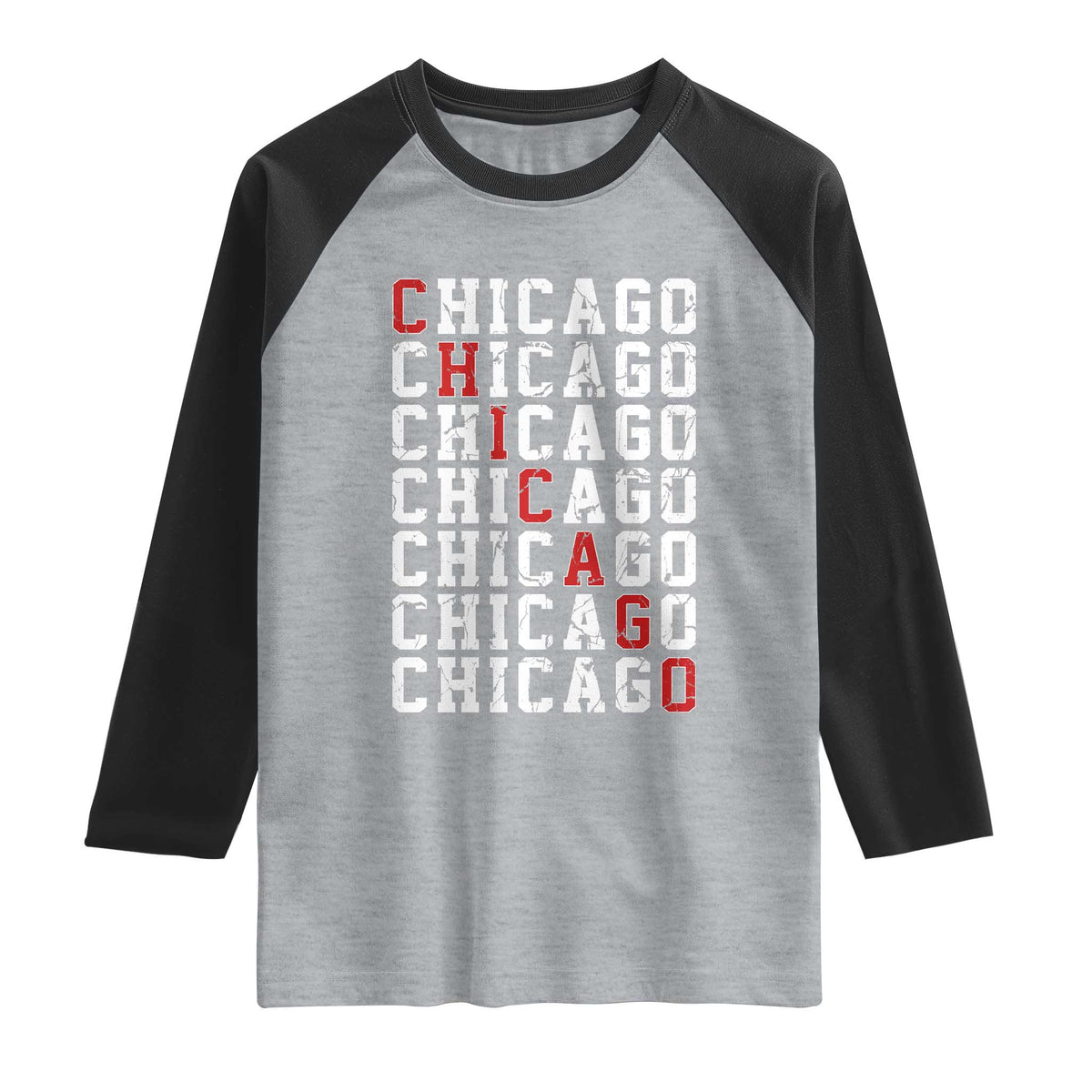 Vintage Chicago Raglan Shirt Retro Distressed Classic Chicago