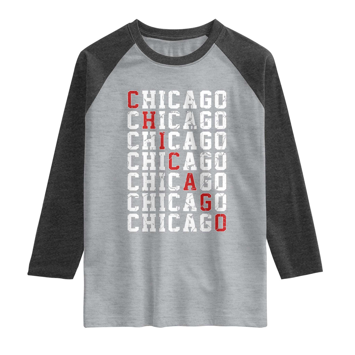 Vintage Chicago Raglan Shirt Retro Distressed Classic Chicago