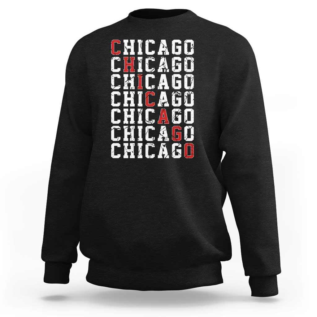 Vintage Chicago Sweatshirt Retro Distressed Classic Chicago