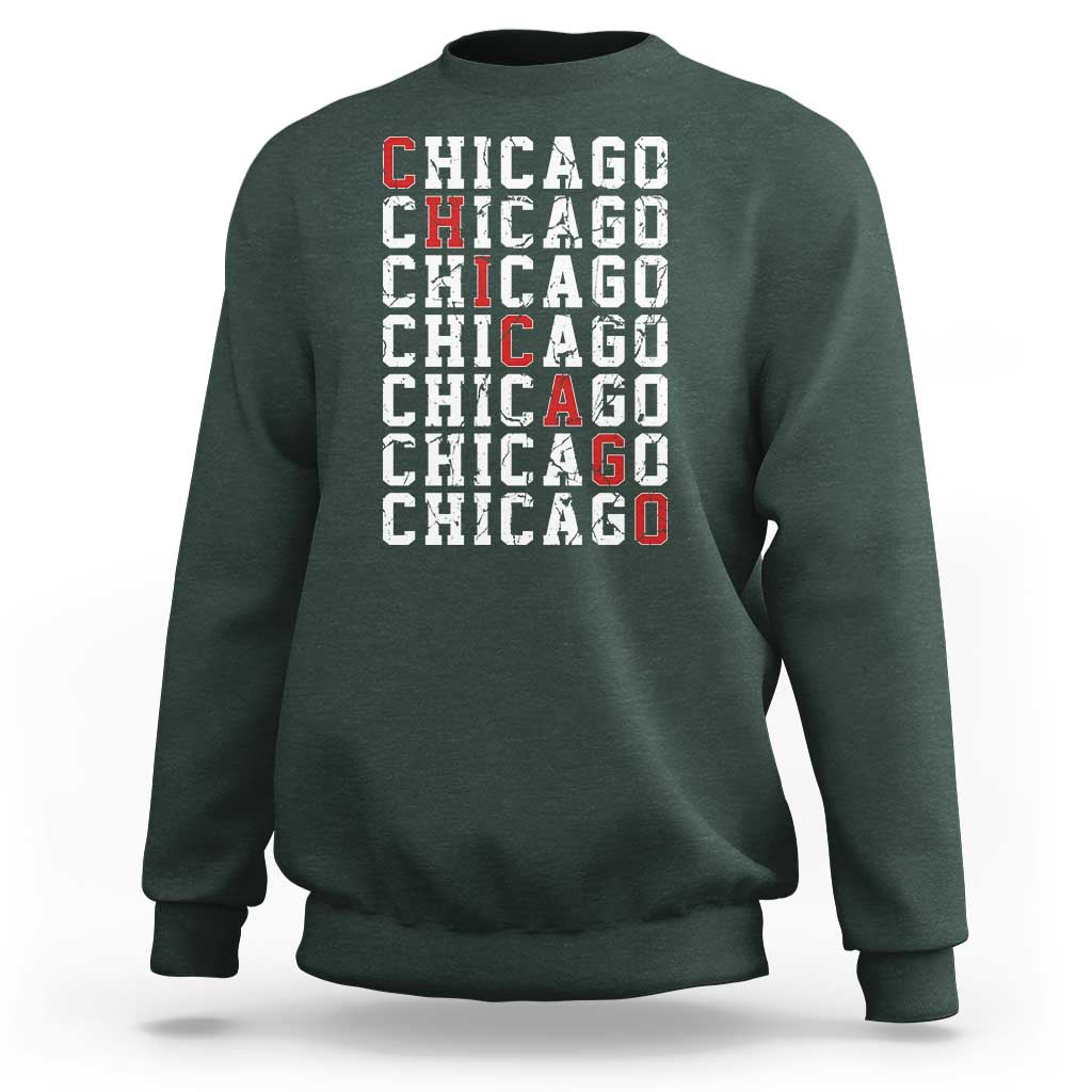 Vintage Chicago Sweatshirt Retro Distressed Classic Chicago
