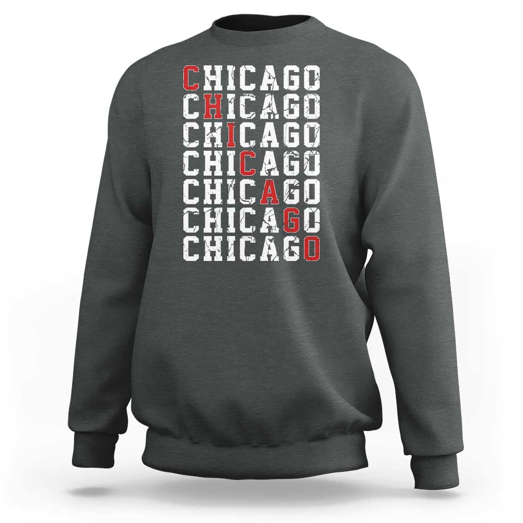 Vintage Chicago Sweatshirt Retro Distressed Classic Chicago