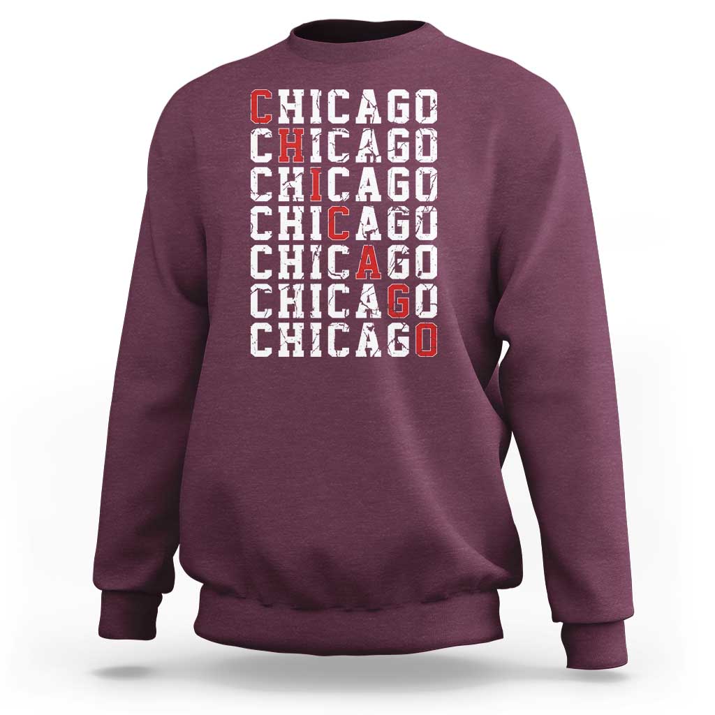 Vintage Chicago Sweatshirt Retro Distressed Classic Chicago