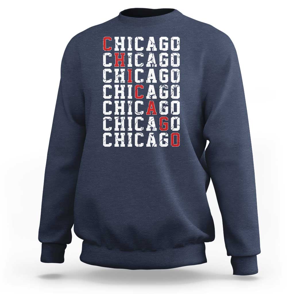 Vintage Chicago Sweatshirt Retro Distressed Classic Chicago