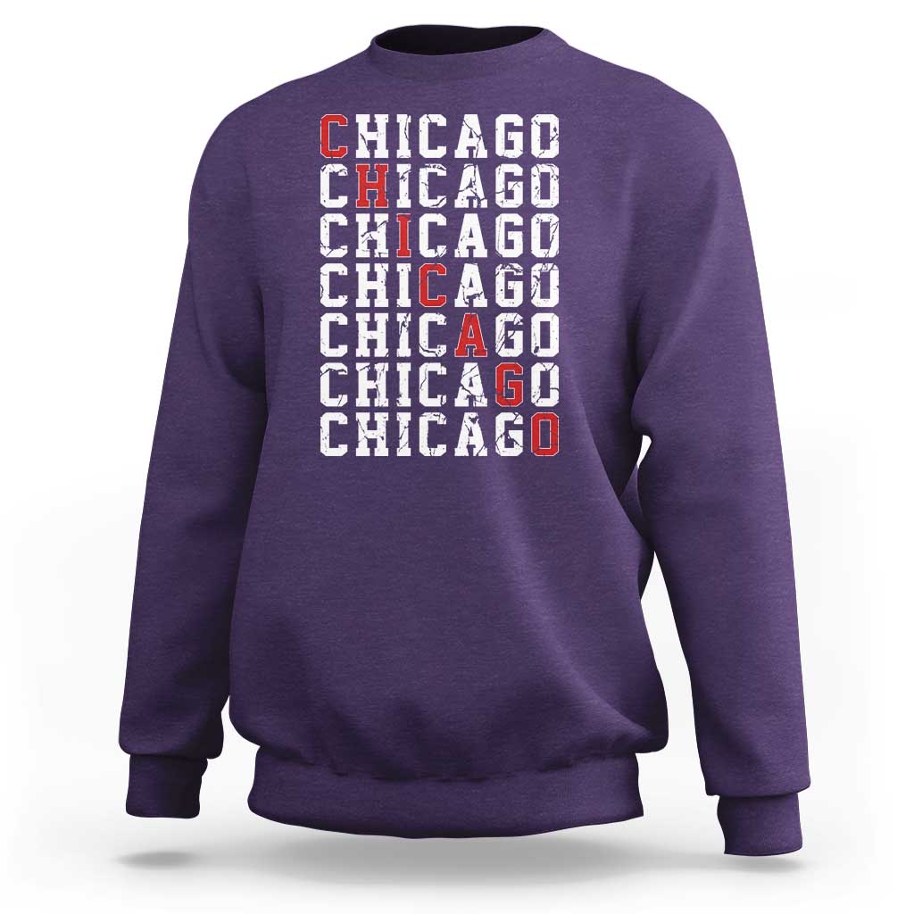 Vintage Chicago Sweatshirt Retro Distressed Classic Chicago
