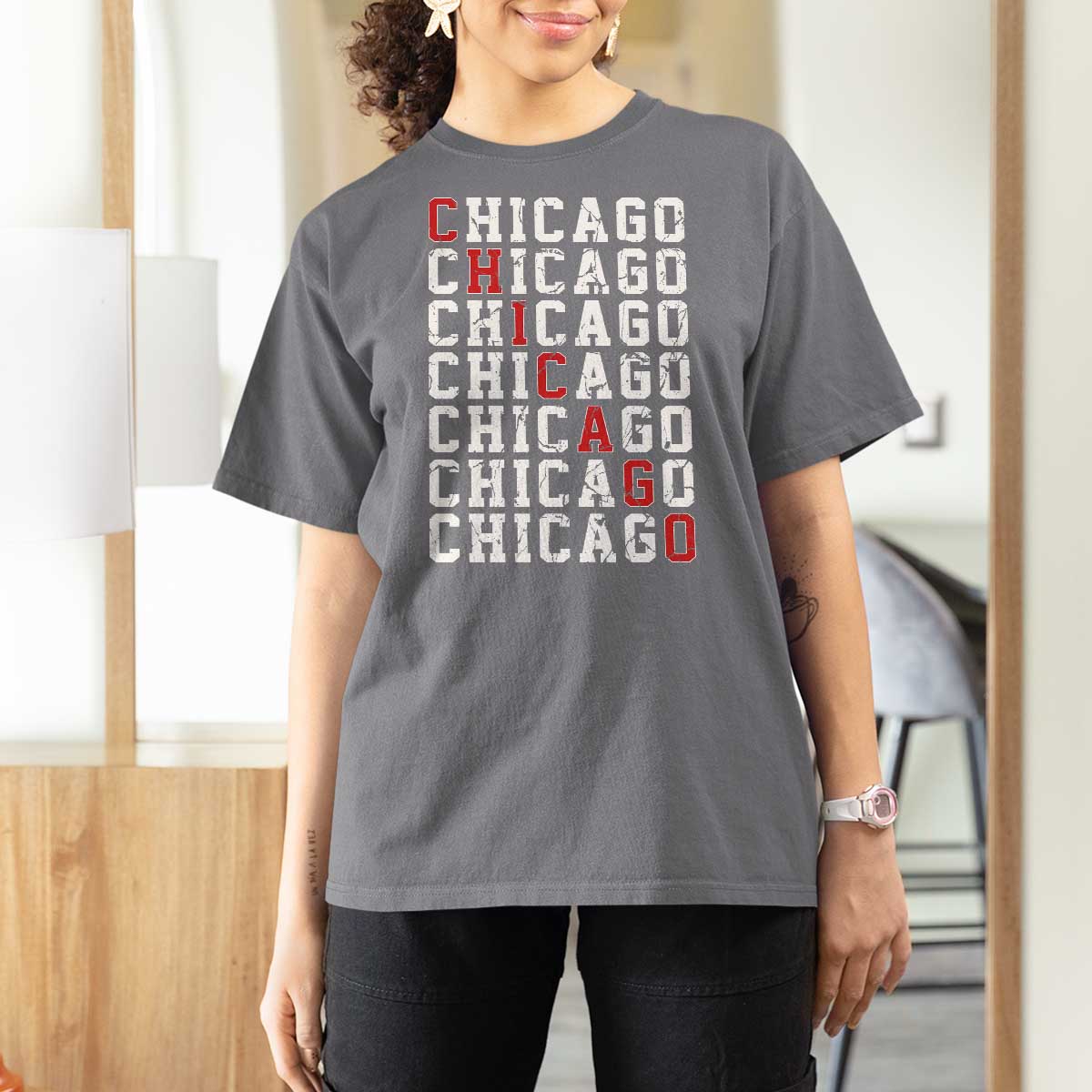 Vintage Chicago T Shirt For Women Retro Distressed Classic Chicago