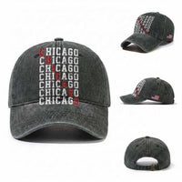 Vintage Chicago Washed Cotton Baseball Cap Retro Distressed Classic Chicago