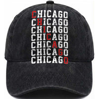 Vintage Chicago Washed Cotton Baseball Cap Retro Distressed Classic Chicago