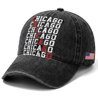 Vintage Chicago Washed Cotton Baseball Cap Retro Distressed Classic Chicago