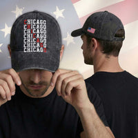 Vintage Chicago Washed Cotton Baseball Cap Retro Distressed Classic Chicago