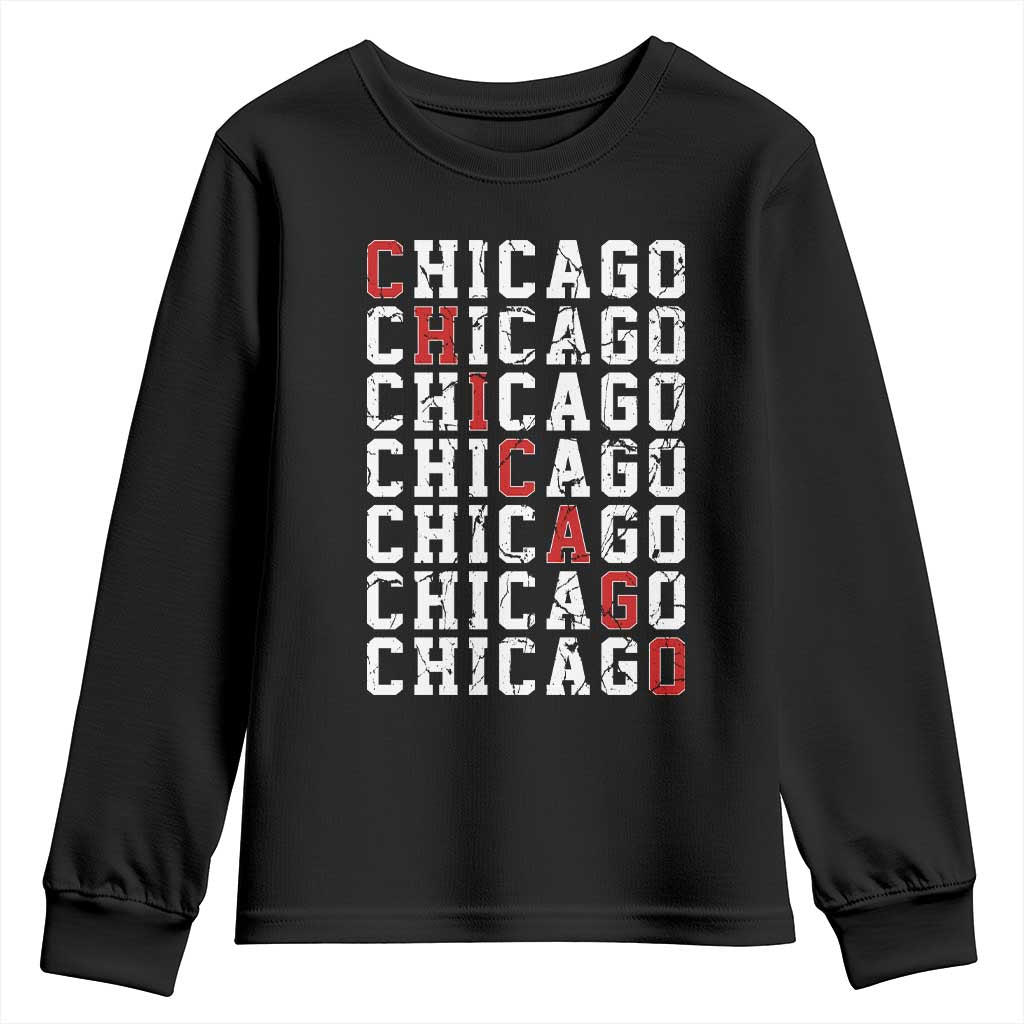 Vintage Chicago Youth Sweatshirt Retro Distressed Classic Chicago