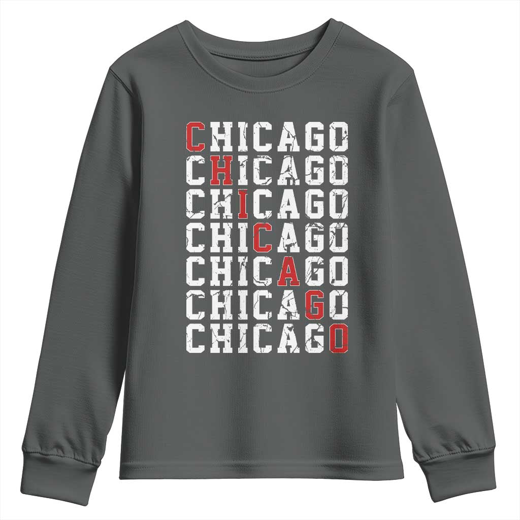 Vintage Chicago Youth Sweatshirt Retro Distressed Classic Chicago