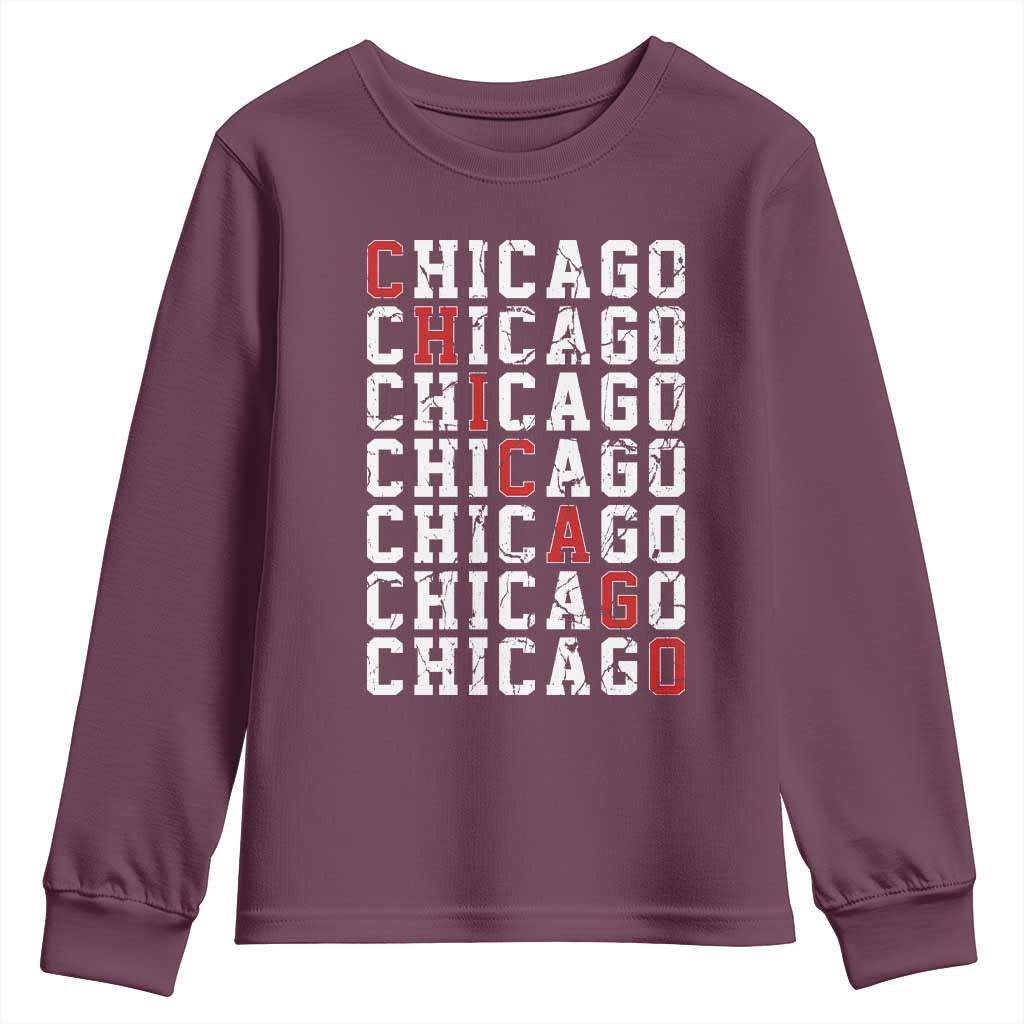Vintage Chicago Youth Sweatshirt Retro Distressed Classic Chicago