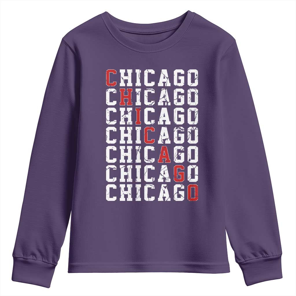 Vintage Chicago Youth Sweatshirt Retro Distressed Classic Chicago