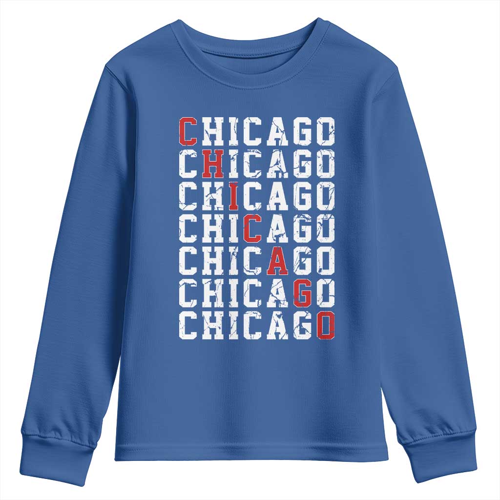 Vintage Chicago Youth Sweatshirt Retro Distressed Classic Chicago