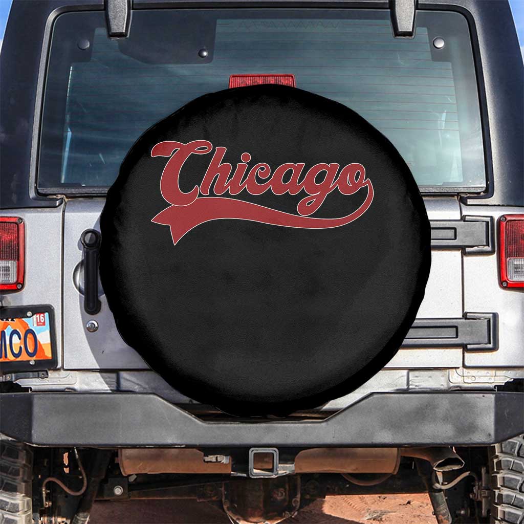 Retro Chicago Spare Tire Cover Varsity Script Vintage Sports Jersey Style 80s 90s