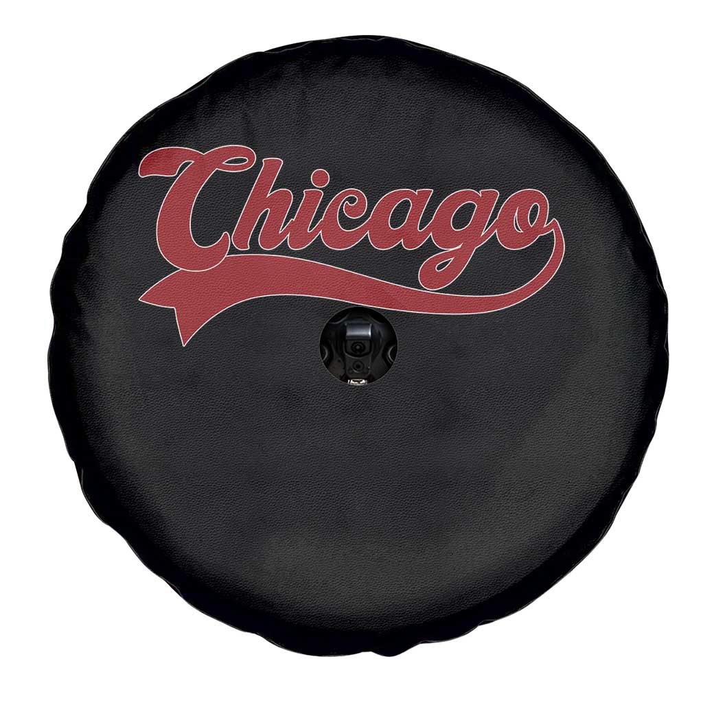 Retro Chicago Spare Tire Cover Varsity Script Vintage Sports Jersey Style 80s 90s