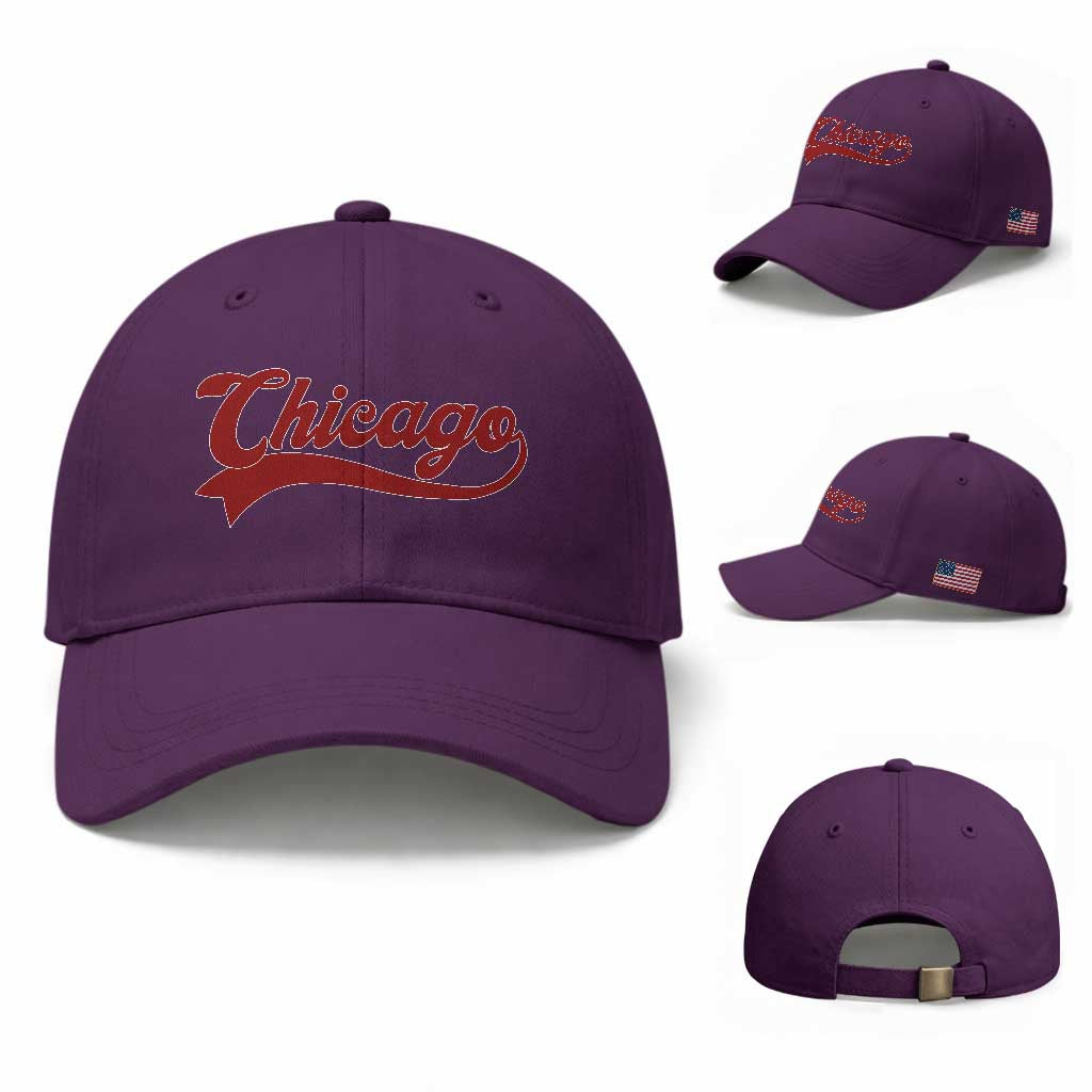 Retro Chicago Baseball Cap Varsity Script Vintage Sports Jersey Style 80s 90s