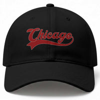 Retro Chicago Baseball Cap Varsity Script Vintage Sports Jersey Style 80s 90s