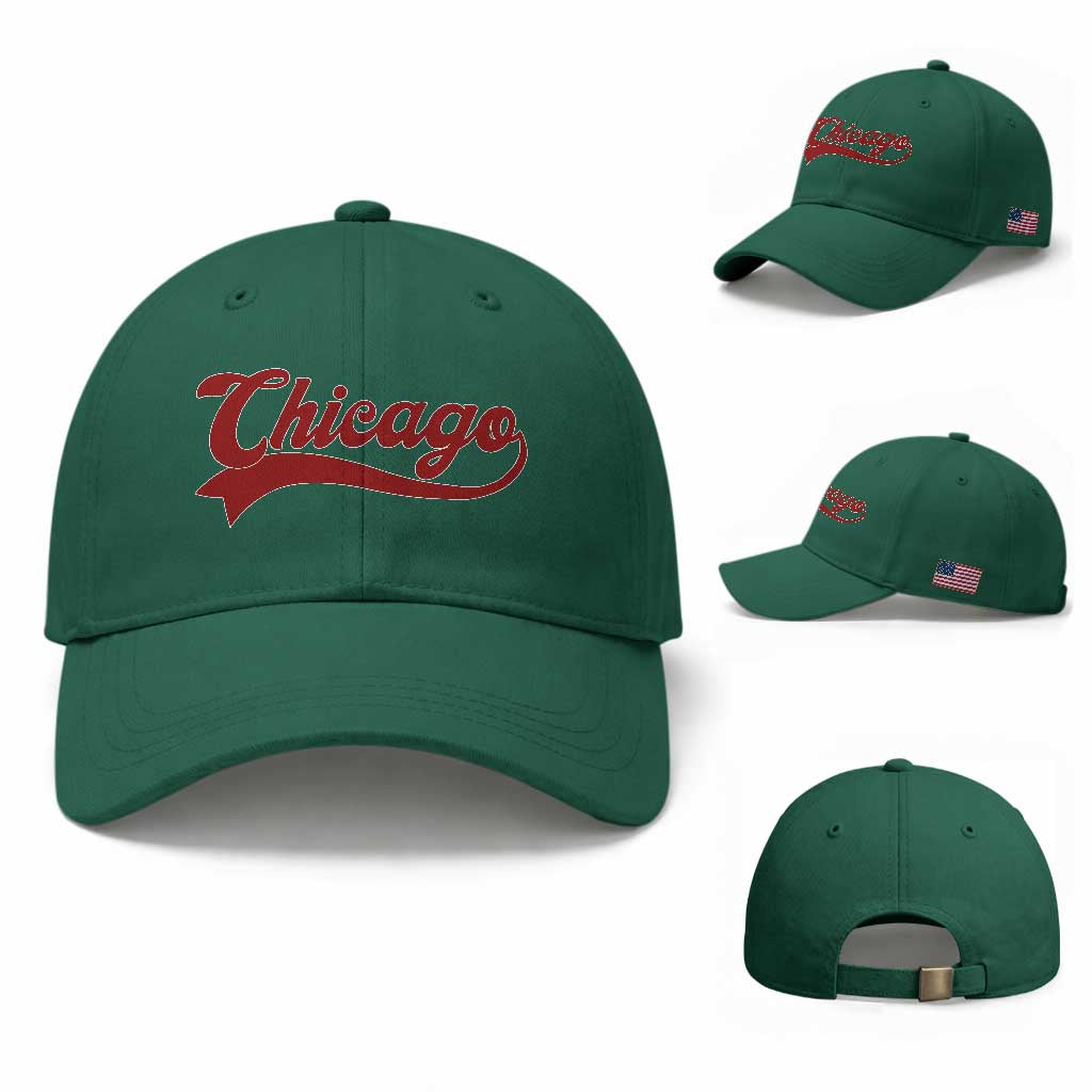 Retro Chicago Baseball Cap Varsity Script Vintage Sports Jersey Style 80s 90s