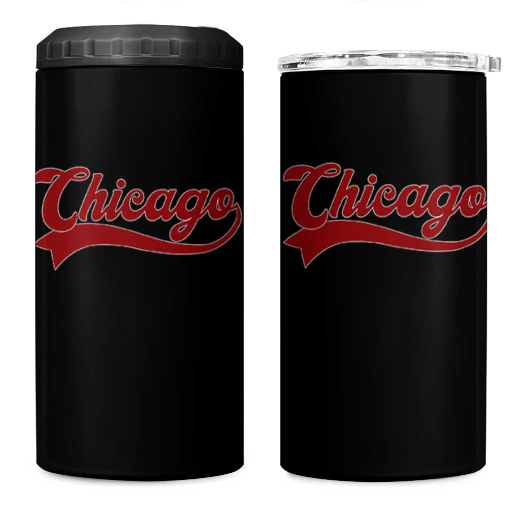 Retro Chicago 4 in 1 Can Cooler Tumbler Varsity Script Vintage Sports Jersey Style 80s 90s