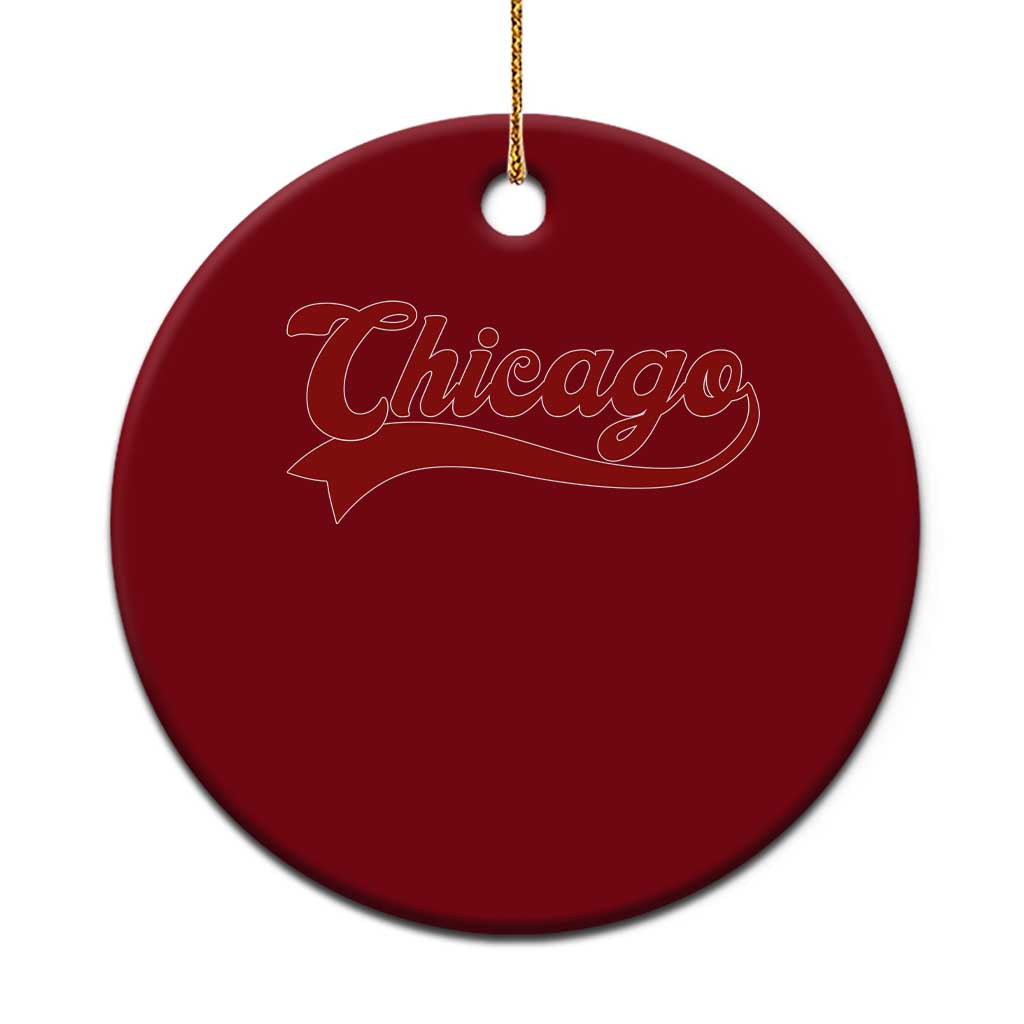 Retro Chicago Ceramic Ornament Varsity Script Vintage Sports Jersey Style 80s 90s