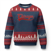 Retro Chicago Ugly Christmas Sweater Varsity Script Vintage Sports Jersey Style 80s 90s