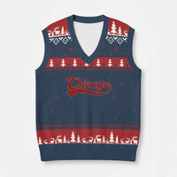 Retro Chicago V-Neck Knit Sweater Vest Varsity Script Vintage Sports Jersey Style 80s 90s