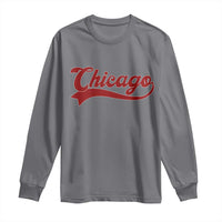 Retro Chicago Long Sleeve Shirt Varsity Script Vintage Sports Jersey Style 80s 90s
