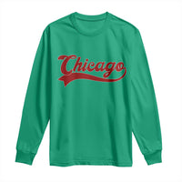 Retro Chicago Long Sleeve Shirt Varsity Script Vintage Sports Jersey Style 80s 90s