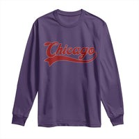 Retro Chicago Long Sleeve Shirt Varsity Script Vintage Sports Jersey Style 80s 90s