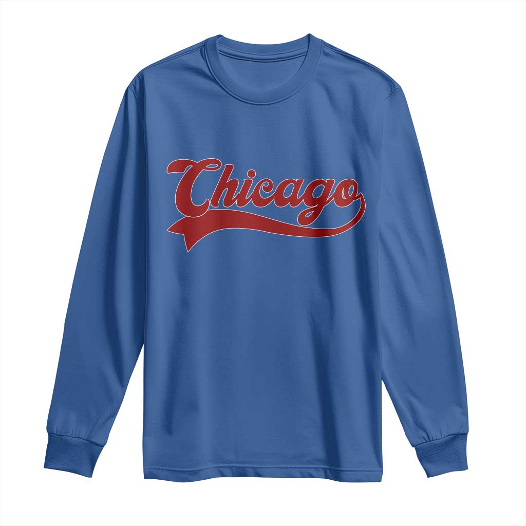 Retro Chicago Long Sleeve Shirt Varsity Script Vintage Sports Jersey Style 80s 90s