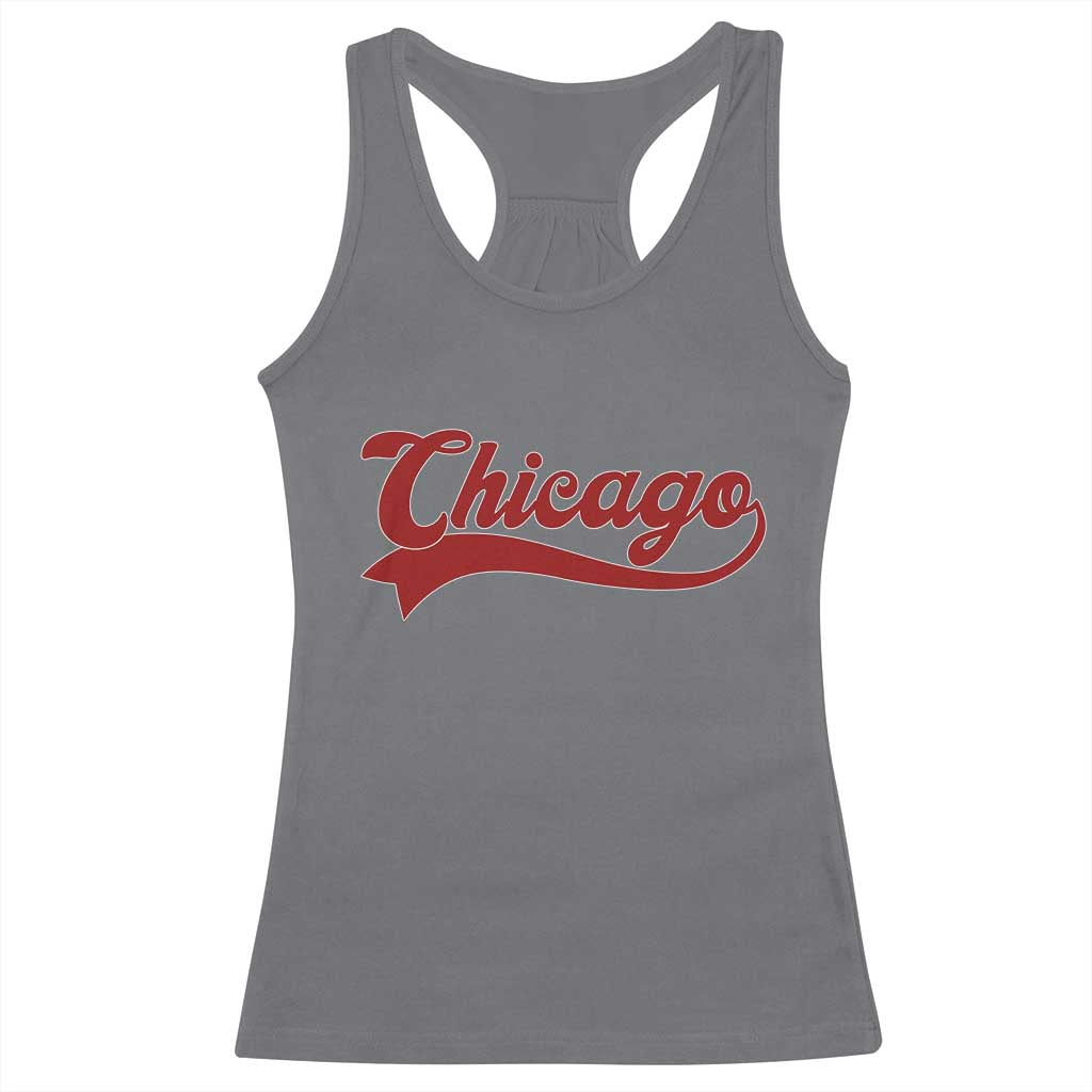 Retro Chicago Racerback Tank Top Varsity Script Vintage Sports Jersey Style 80s 90s