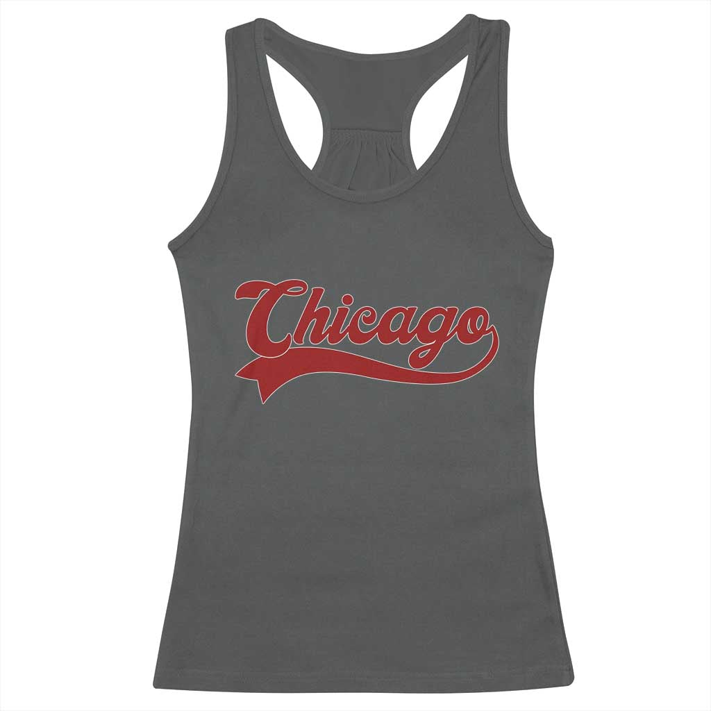Retro Chicago Racerback Tank Top Varsity Script Vintage Sports Jersey Style 80s 90s