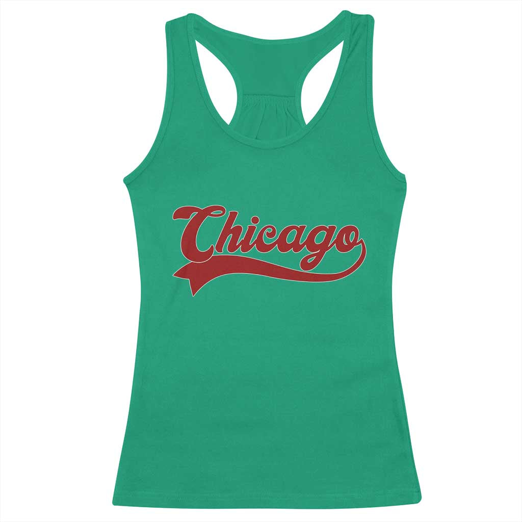 Retro Chicago Racerback Tank Top Varsity Script Vintage Sports Jersey Style 80s 90s