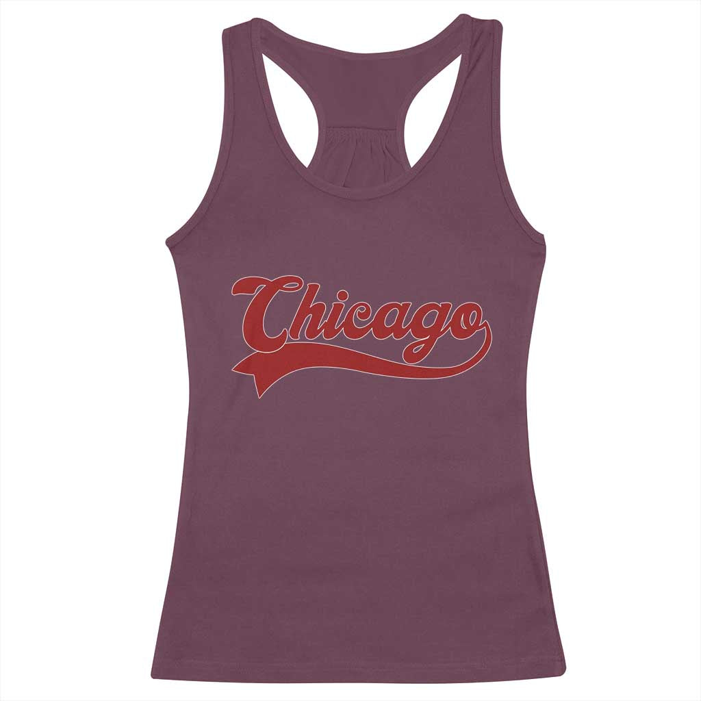 Retro Chicago Racerback Tank Top Varsity Script Vintage Sports Jersey Style 80s 90s