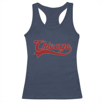Retro Chicago Racerback Tank Top Varsity Script Vintage Sports Jersey Style 80s 90s