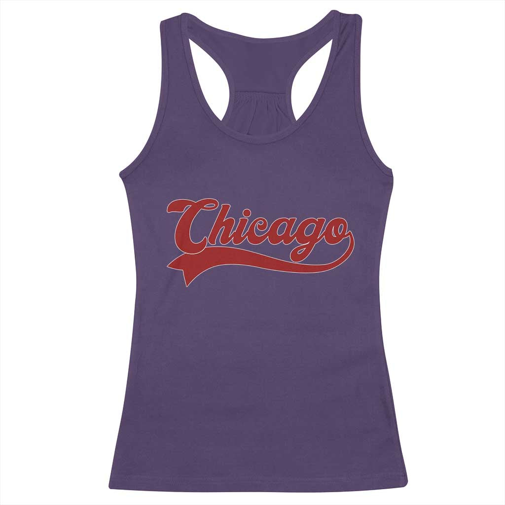 Retro Chicago Racerback Tank Top Varsity Script Vintage Sports Jersey Style 80s 90s