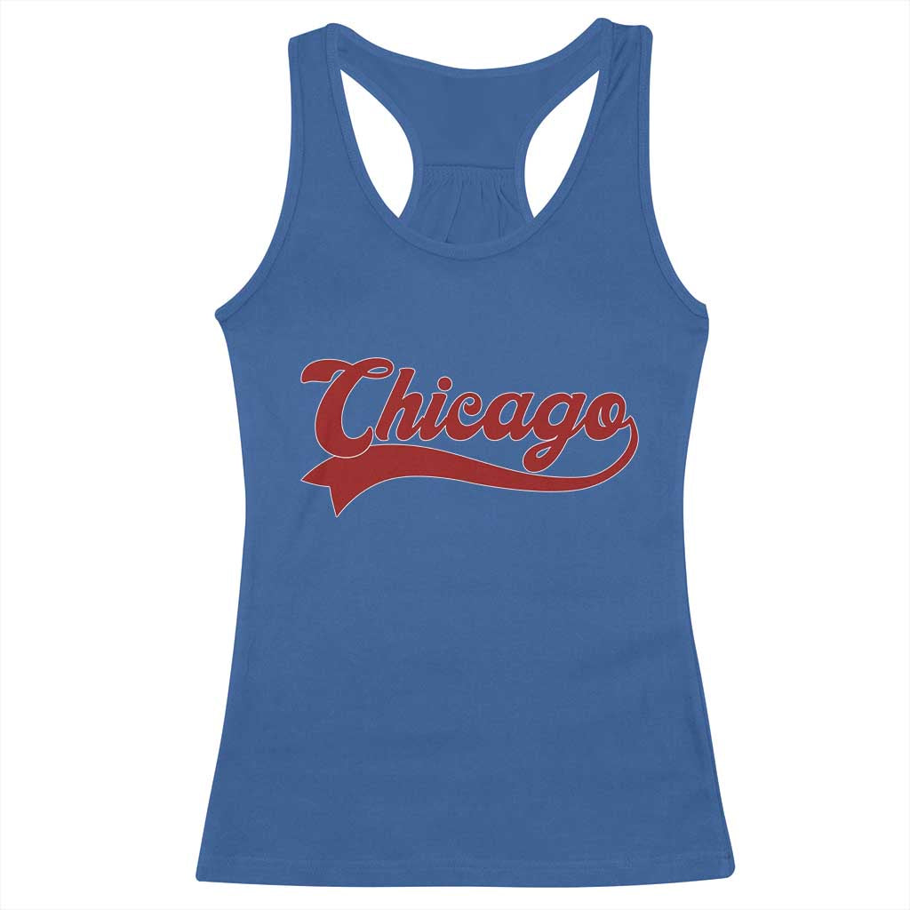 Retro Chicago Racerback Tank Top Varsity Script Vintage Sports Jersey Style 80s 90s